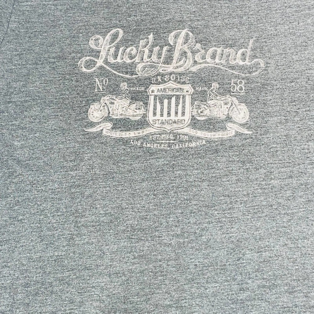 Men's LUCKY Brand Gray Short Sleeve T-Shirt - Size L - Picture 2 of 6